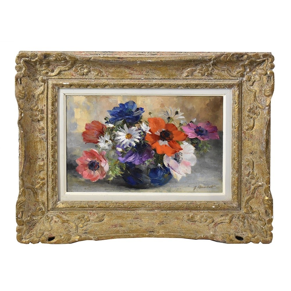 QF622 1 antique oil painting floral flower  still life XX Century.jpg